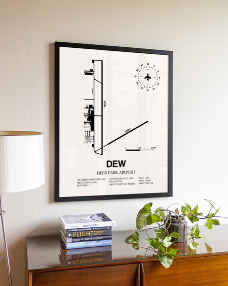 Deer Park Airport aviation wall décor in black wood frame