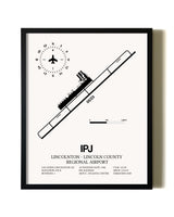 Framed Lincolnton-Lincoln County Regional Airport wall art poster in black frame