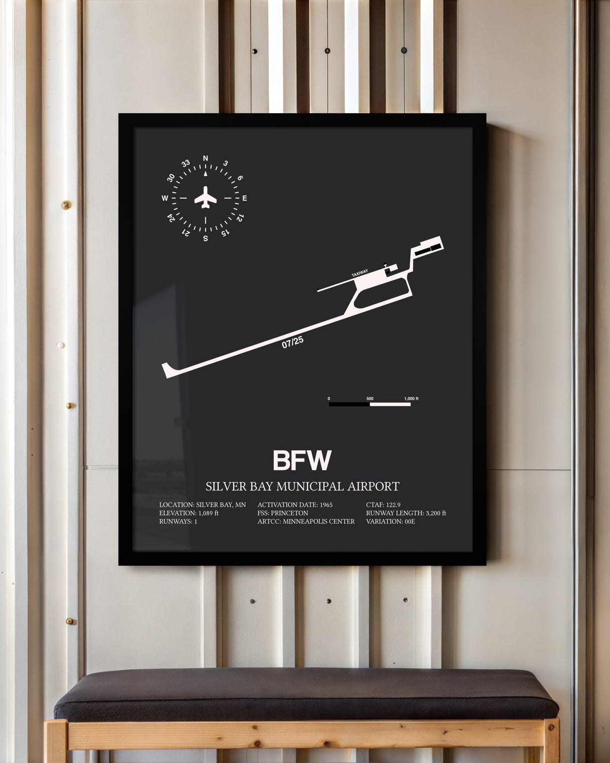 Frame color options for Silver Bay Municipal Airport Wall Art