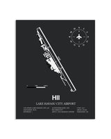 Gray Framed Lake Havasu City Airport layout wall art poster