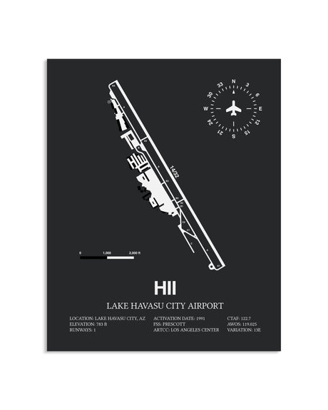 Gray Framed Lake Havasu City Airport layout wall art poster