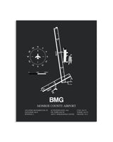 Gray Framed Monroe County Airport layout wall art poster