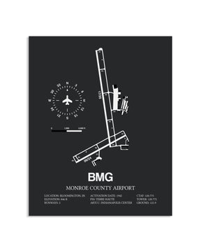Gray Framed Monroe County Airport layout wall art poster