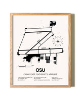 Ohio State University Airport framed print in natural wood frame