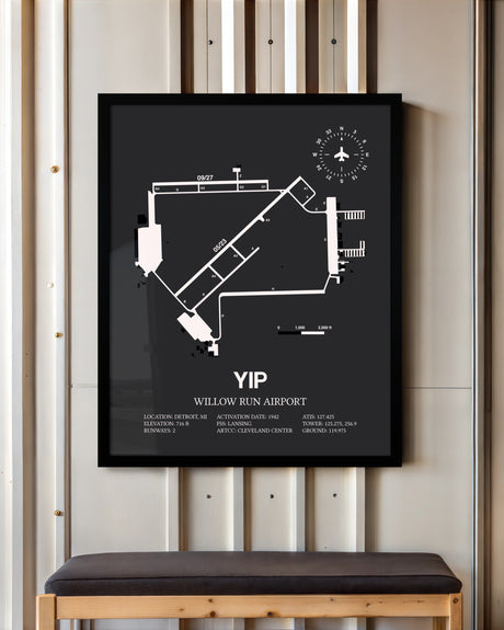 Frame color options for Willow Run Airport Wall Art