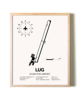 Ellington Airport framed wall art in white frame