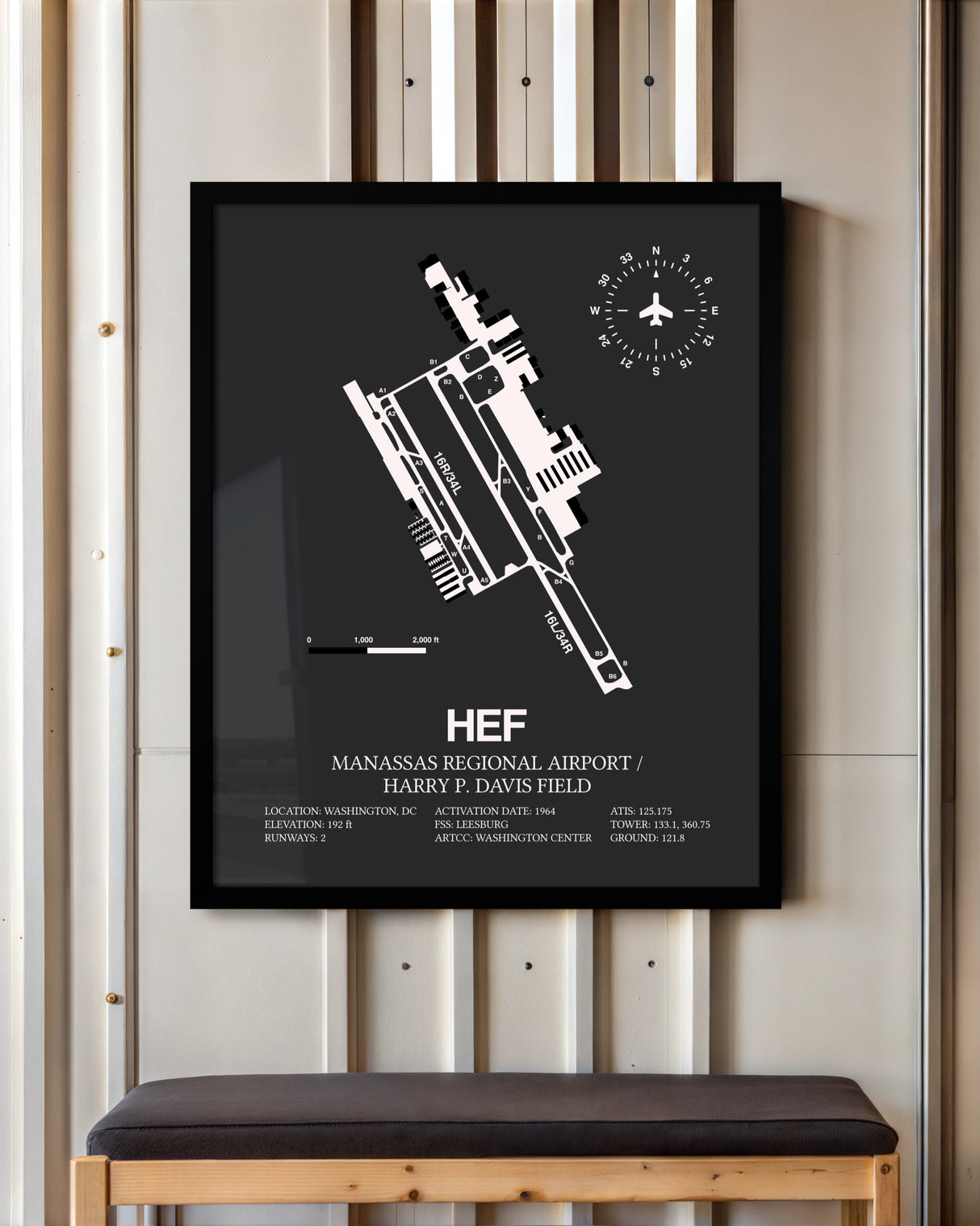 Frame color options for Manassas Regional Airport / Harry P. Davis Field Wall Art