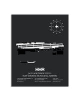 Gray Framed Jack Northrop Field / Hawthorne Municipal Airport layout wall art poster