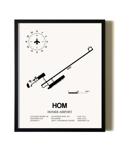 Framed Homer Airport wall art poster in black frame