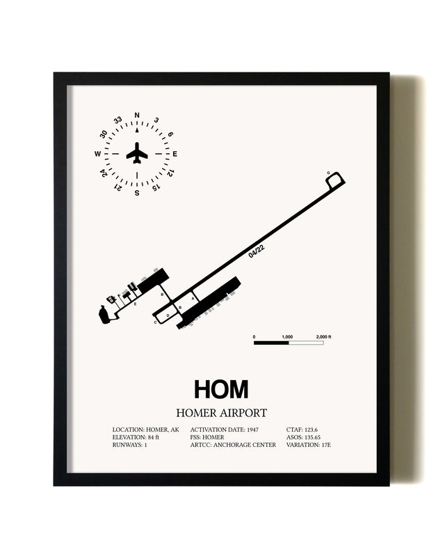 Framed Homer Airport wall art poster in black frame