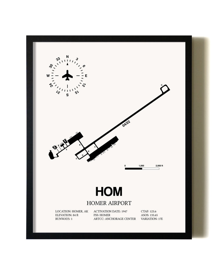 Framed Homer Airport wall art poster in black frame