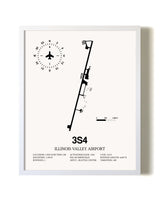 Illinois Valley Airport airport map poster in oak frame