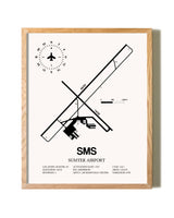 Sumter Airport framed print in natural wood frame