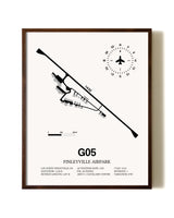 Finleyville Airpark aviation print in walnut frame