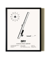 Framed Samuels Field Airport wall art poster in black frame