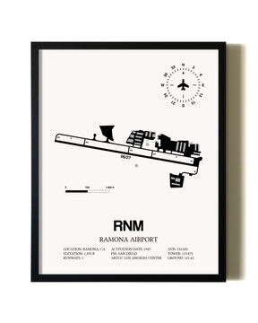 Framed Ramona Airport wall art poster in black frame