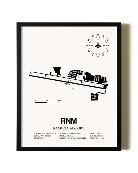 Framed Ramona Airport wall art poster in black frame