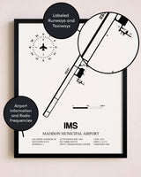 Framed Madison Municipal Airport layout wall art poster
