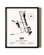 Framed Kelly Field Airport wall art poster in black frame