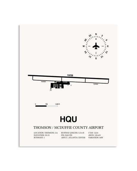 Gray Thomson / McDuffie County Airport framed poster displayed in an airplane hangar