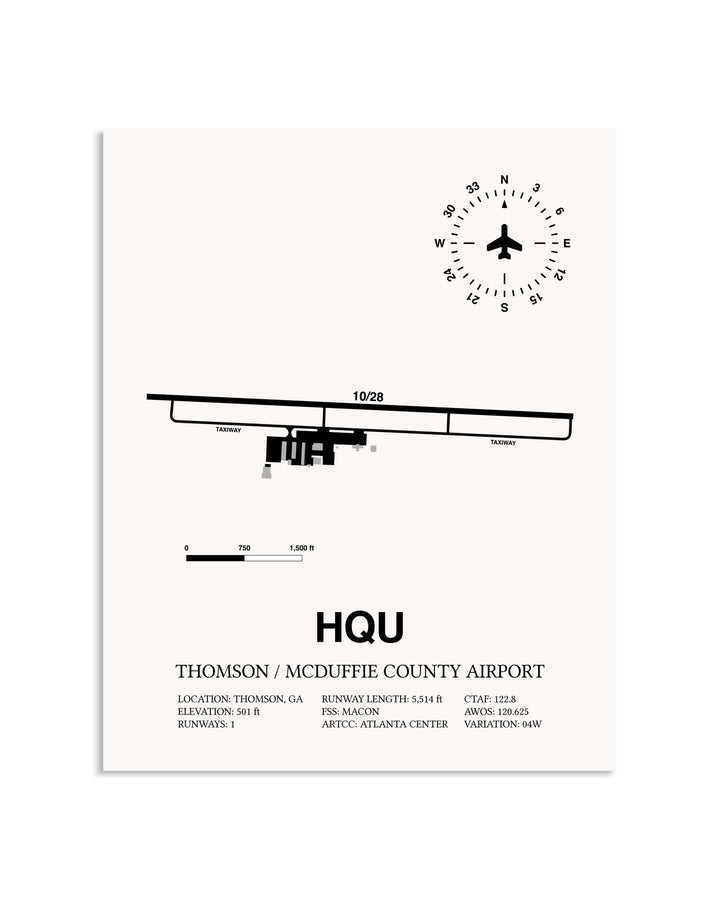 Gray Thomson / McDuffie County Airport framed poster displayed in an airplane hangar