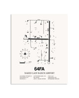 Gray Naked Lady Ranch Airport framed poster displayed in an airplane hangar