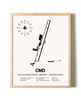 Cullman Regional Airport / Folsom Field framed wall art in white frame