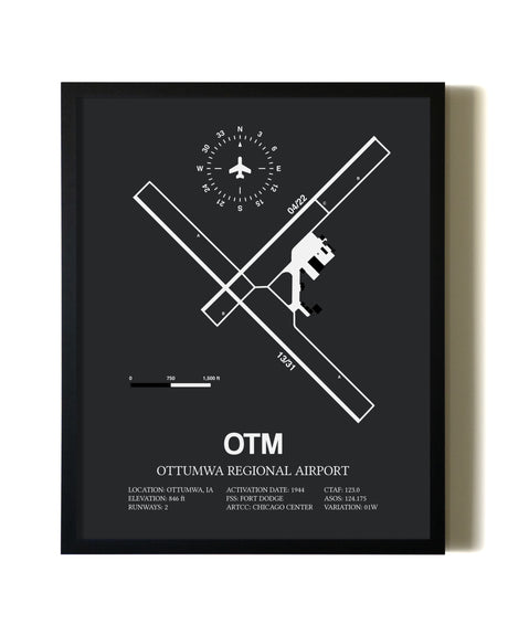 Unframed Ottumwa Regional Airport map print poster