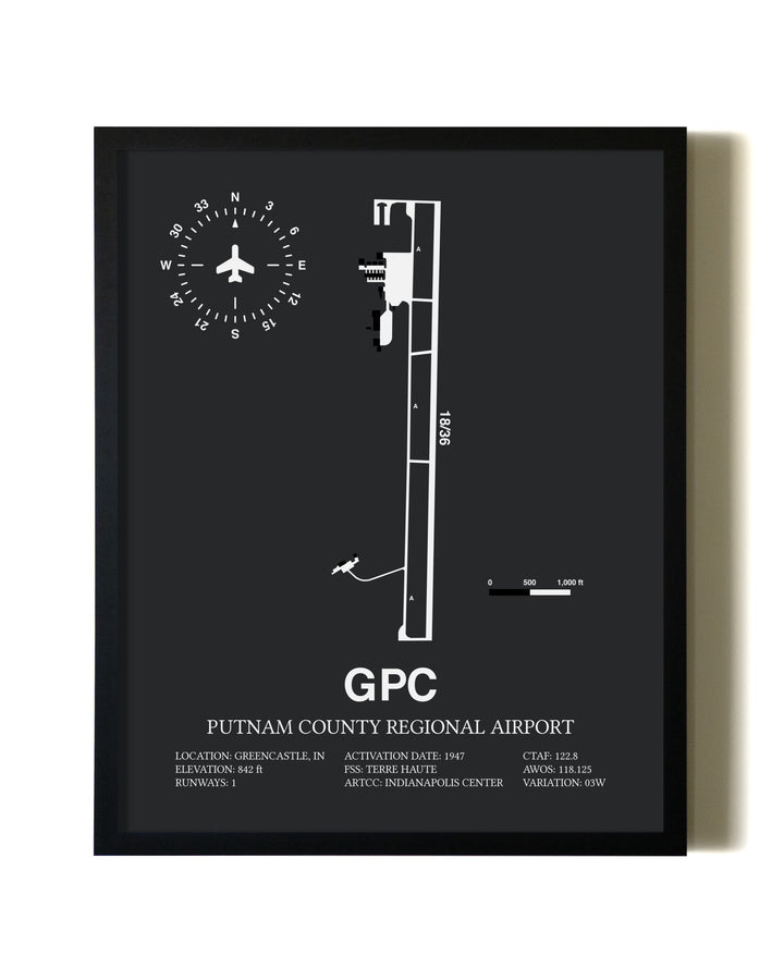 Unframed Putnam County Regional Airport map print poster