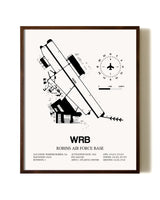 Robins Air Force Base aviation print in walnut frame