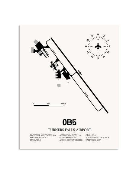 Gray Turners Falls Airport framed poster displayed in an airplane hangar
