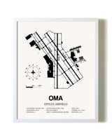 Eppley Airfield airport map poster in oak frame