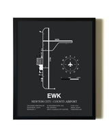 Unframed Newton City / County Airport map print poster