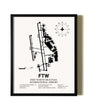 Framed Fort Worth Meacham International Airport wall art poster in black frame
