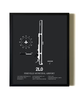Unframed Pineville Municipal Airport map print poster