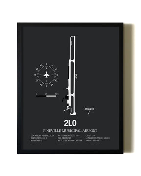 Unframed Pineville Municipal Airport map print poster