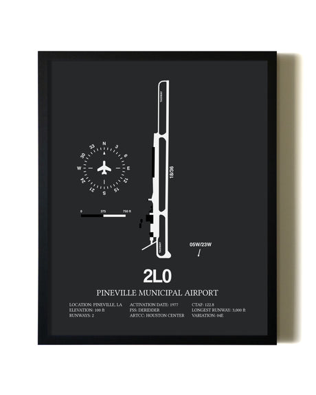Unframed Pineville Municipal Airport map print poster
