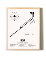 Bluffton Airport framed wall art in white frame