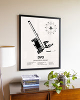 Gnoss Field Airport aviation wall décor in black wood frame