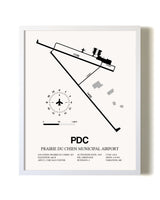 Prairie Du Chien Municipal Airport airport map poster in oak frame