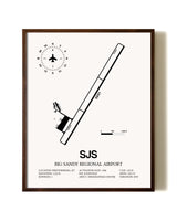 Big Sandy Regional Airport aviation print in walnut frame