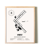 Brookhaven Airport framed wall art in white frame