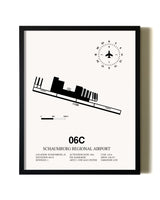 Framed Schaumburg Regional Airport wall art poster in black frame
