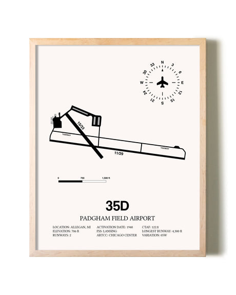 Padgham Field Airport framed wall art in white frame
