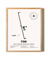 Fort Madison Municipal Airport framed print in natural wood frame