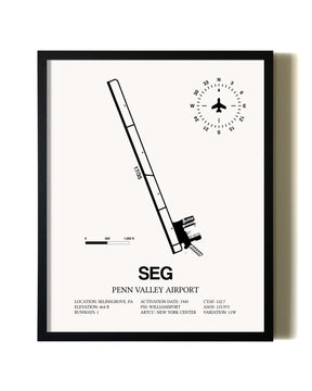 Framed Penn Valley Airport wall art poster in black frame