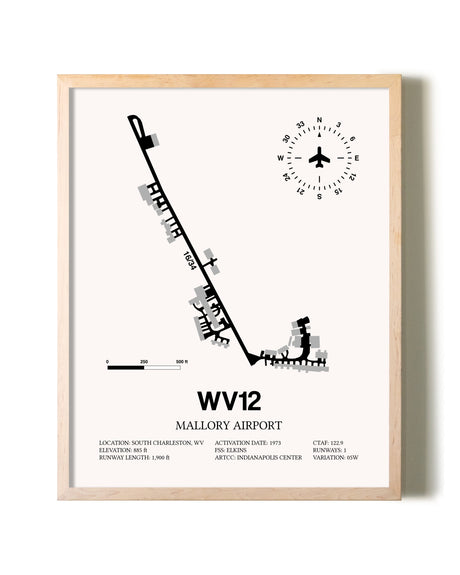 Mallory Airport framed wall art in white frame