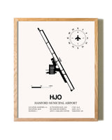 Hanford Municipal Airport framed print in natural wood frame