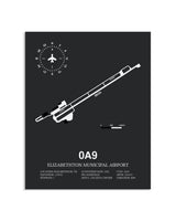 Gray Framed Elizabethton Municipal Airport layout wall art poster