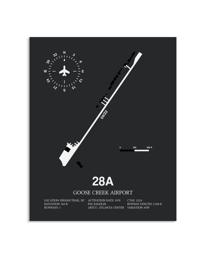 Gray Framed Goose Creek Airport layout wall art poster